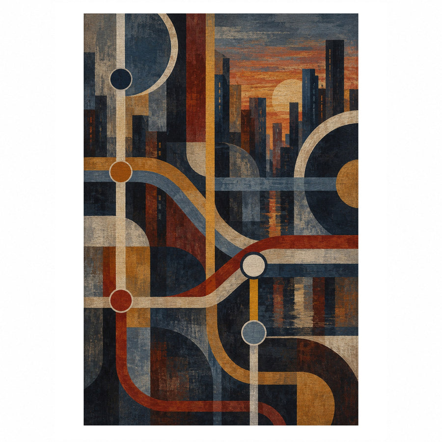 Metro Lines Washable Rug