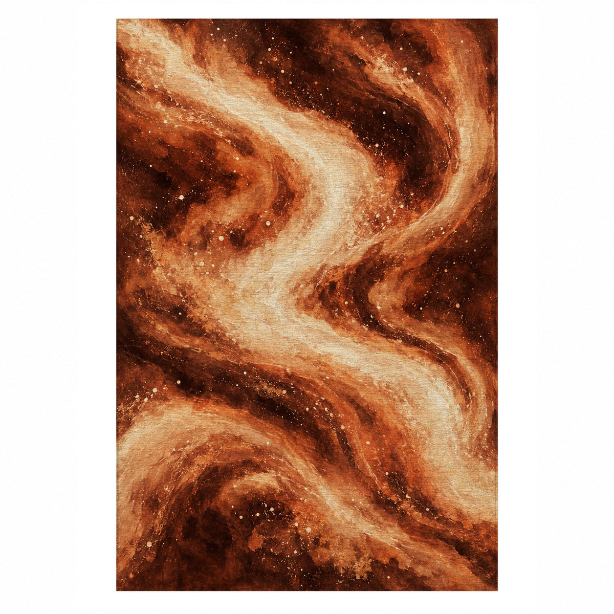Milky Ribbons Terracotta Abstract Washable Rug — top view