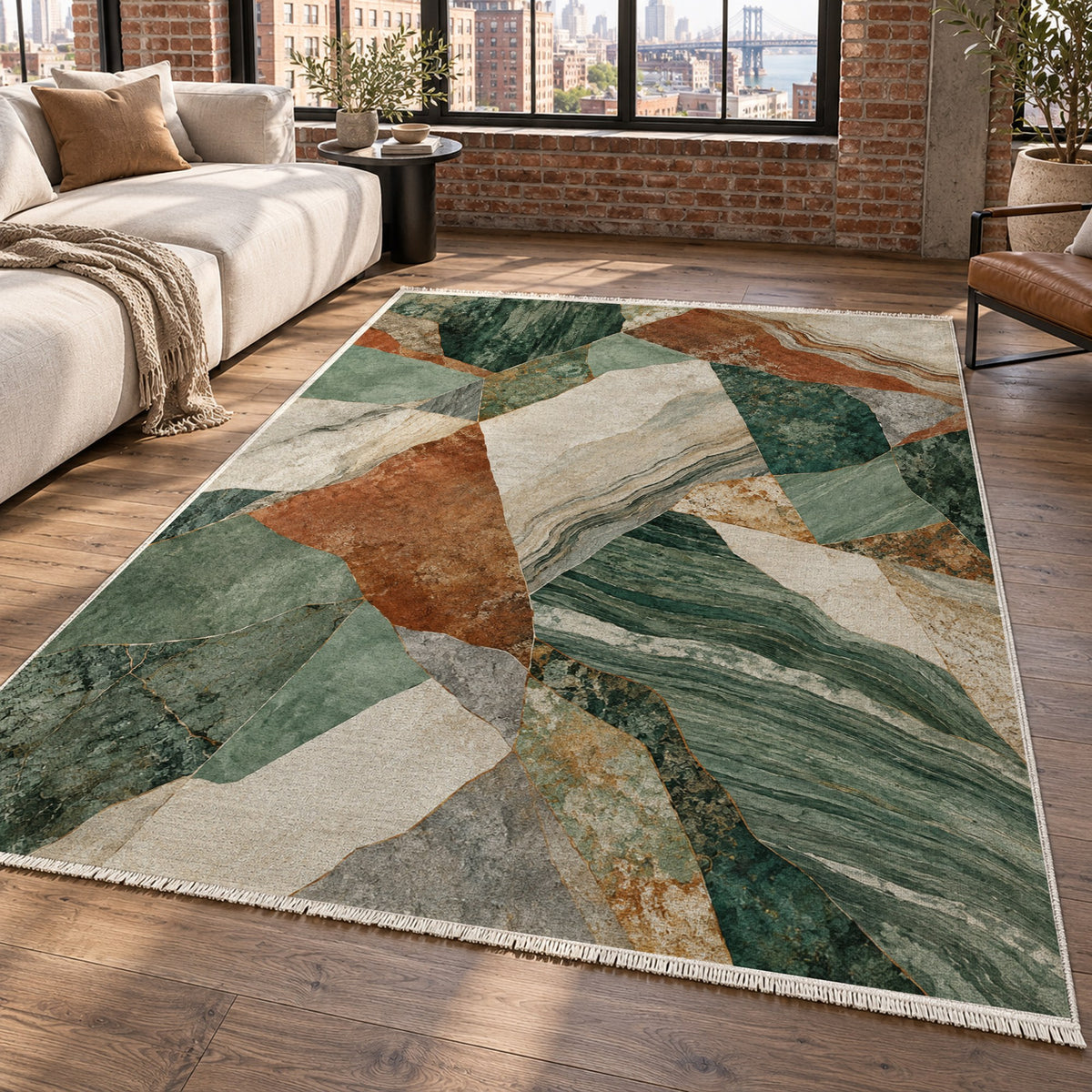 Mineral Fragments Abstract Washable Rug — new york living