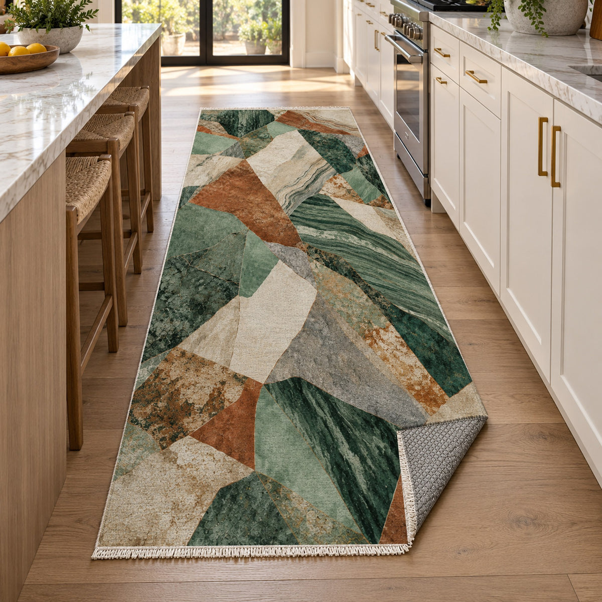 Mineral Fragments Abstract Washable Rug — new york kitchen runner