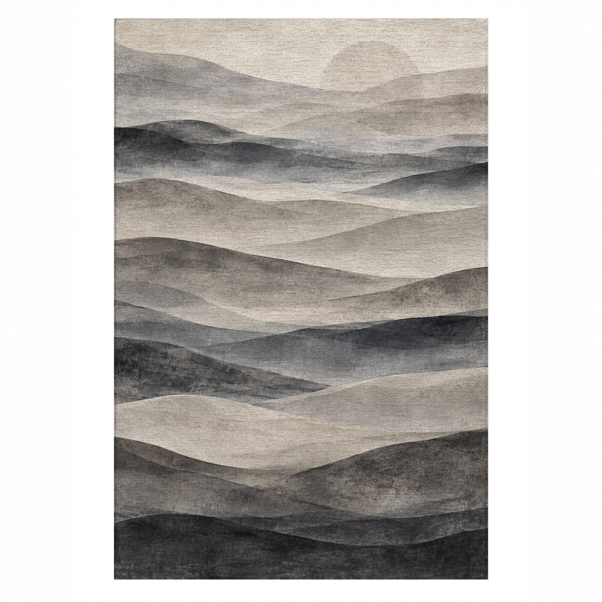 Mirage Layers Charcoal Modern Washable Rug — top view