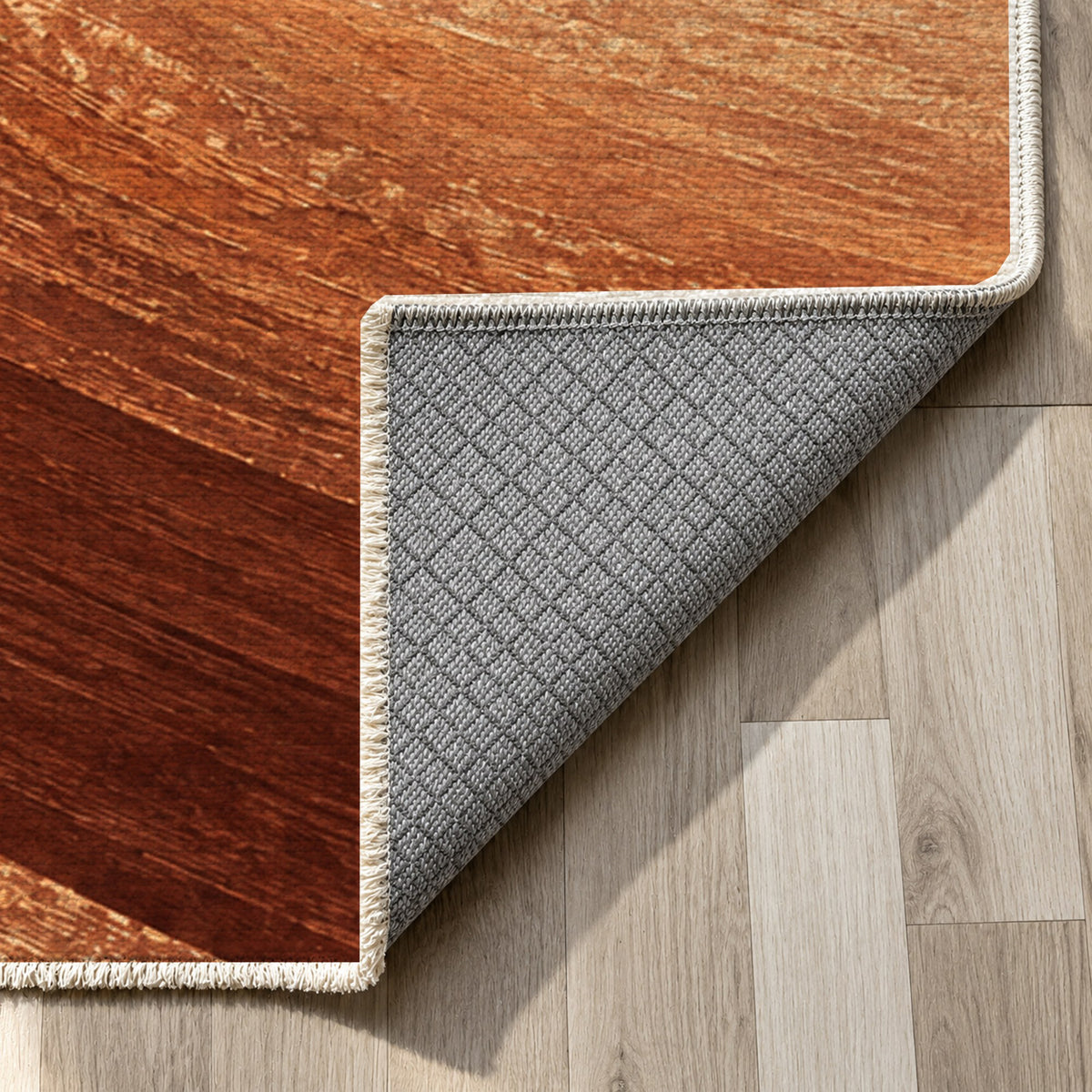 Moonlit Sands Terracotta Modern Washable Rug — backing close up