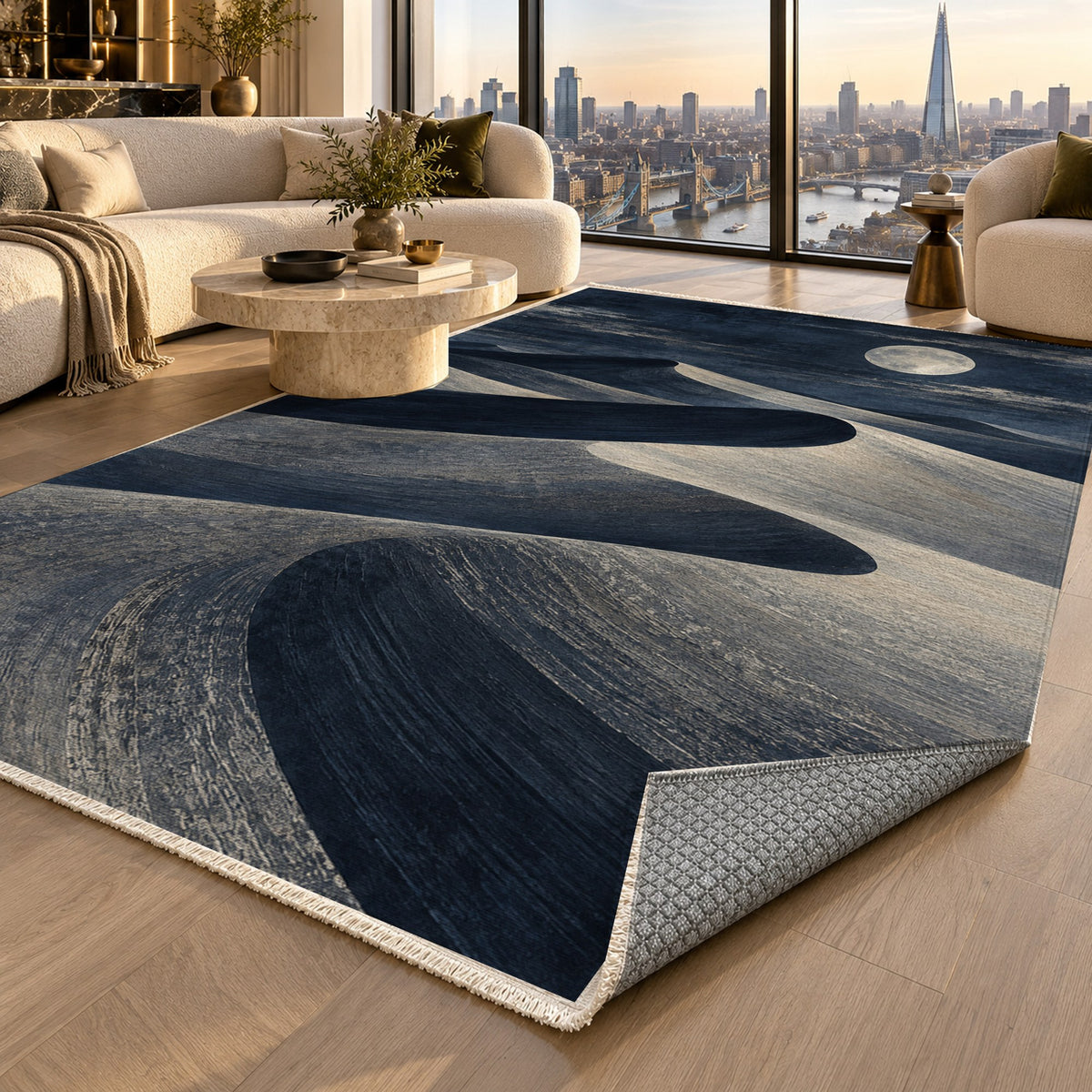 Moonlit Sands Modern Washable Rug — london luxury living