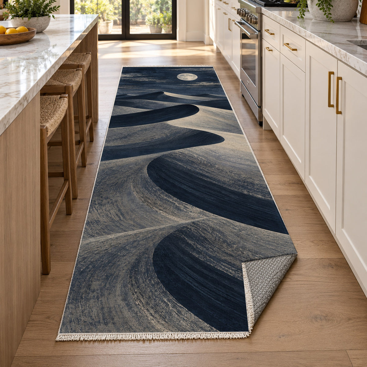 Moonlit Sands Modern Washable Rug — new york kitchen runner