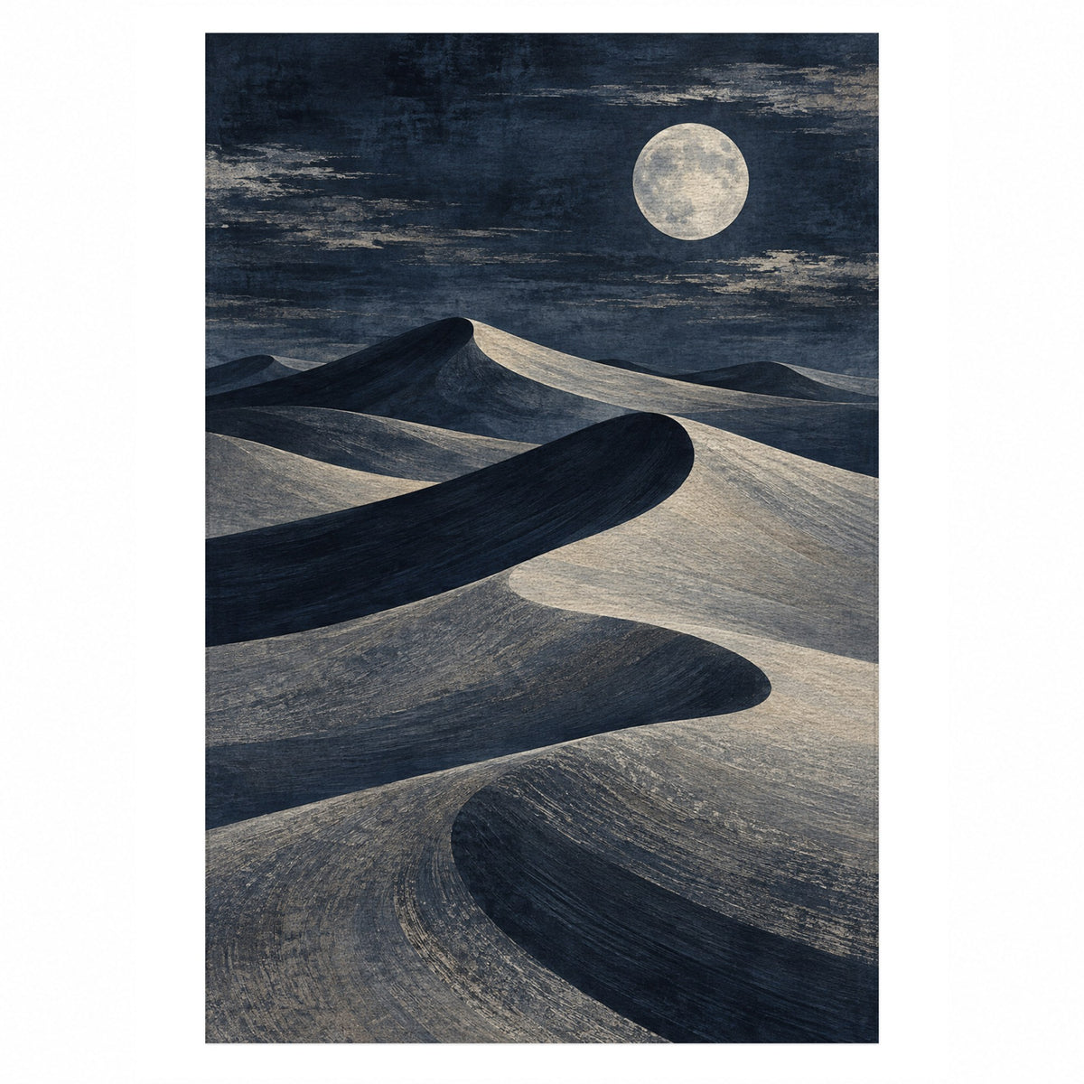 Moonlit Sands Modern Washable Rug — top view