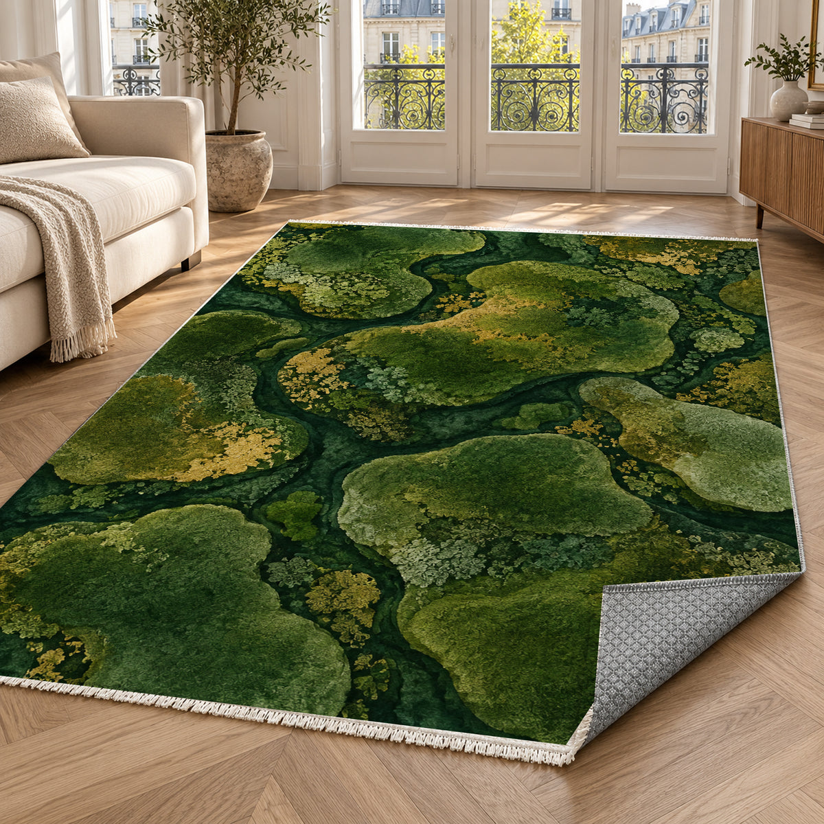 Moss Islands Floral Washable Rug — paris living