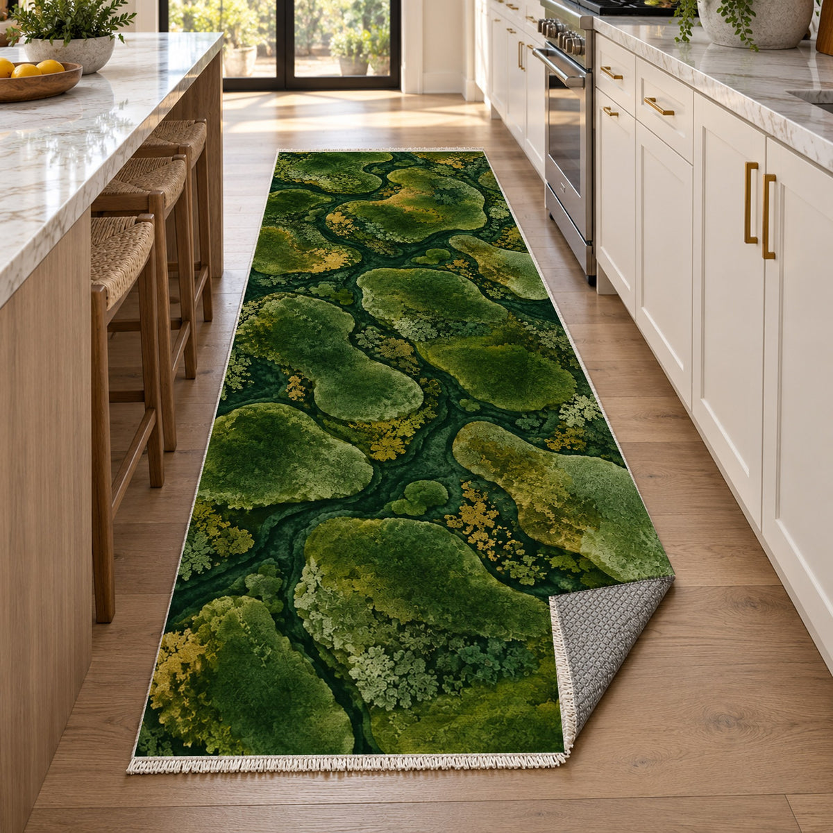 Moss Islands Floral Washable Rug — new york kitchen runner