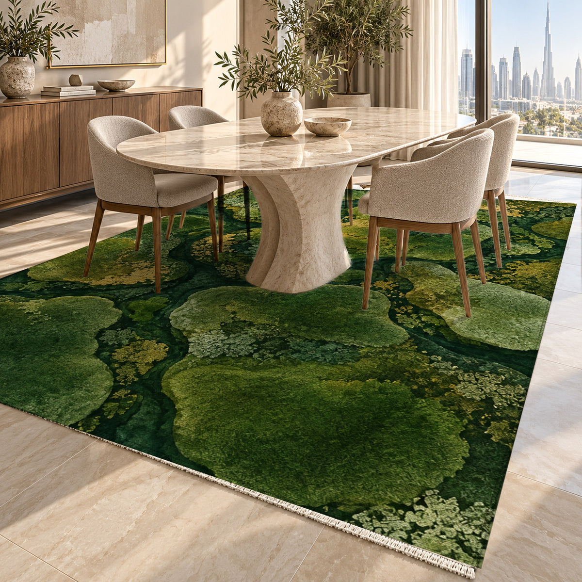 Moss Islands Floral Washable Rug — dubai dining