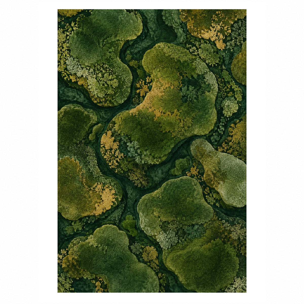 Moss Islands Floral Washable Rug — top view