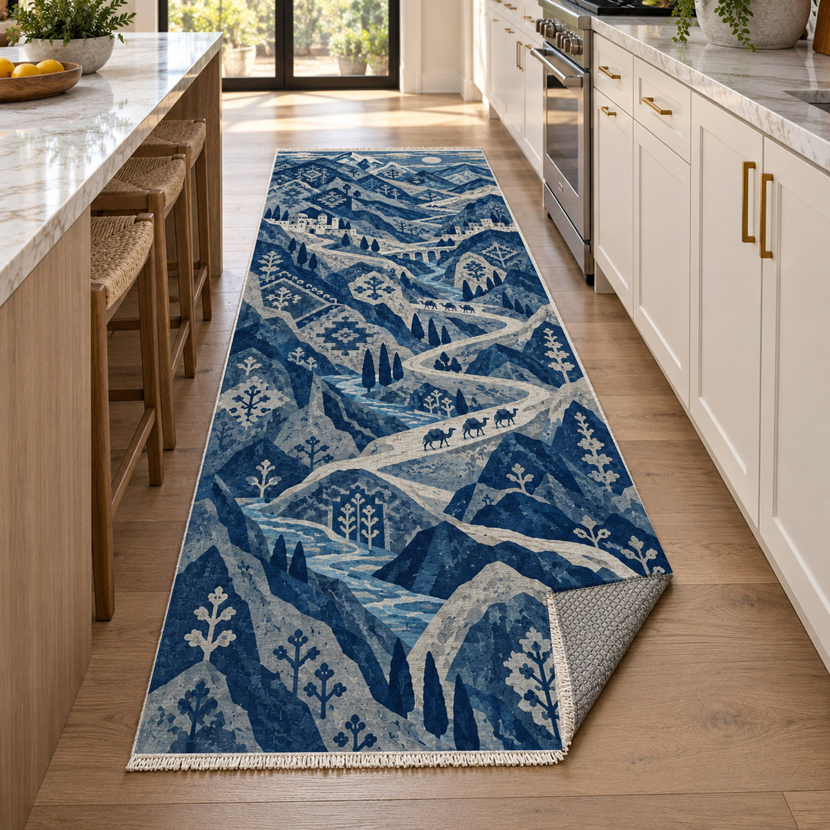 Mountain Passage Indigo Ethnic Washable Rug — new york kitchen runner