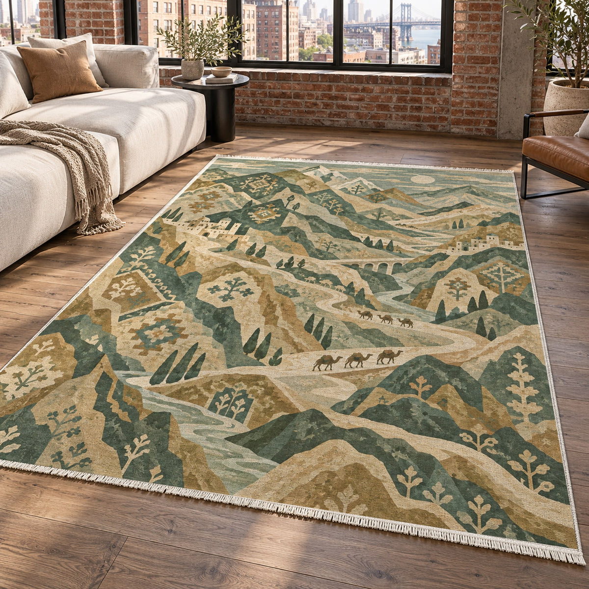 Mountain Passage Sage Ethnic Washable Rug — new york living