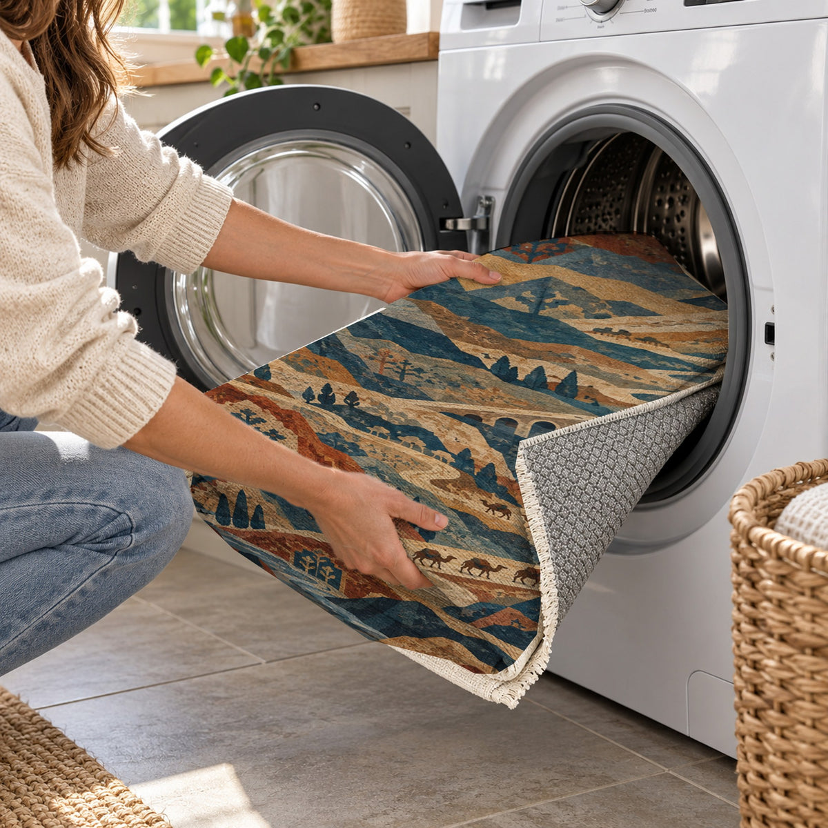 Mountain Passage Ethnic Washable Rug — washing machine