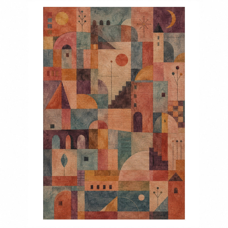 Musical City Abstract Washable Rug