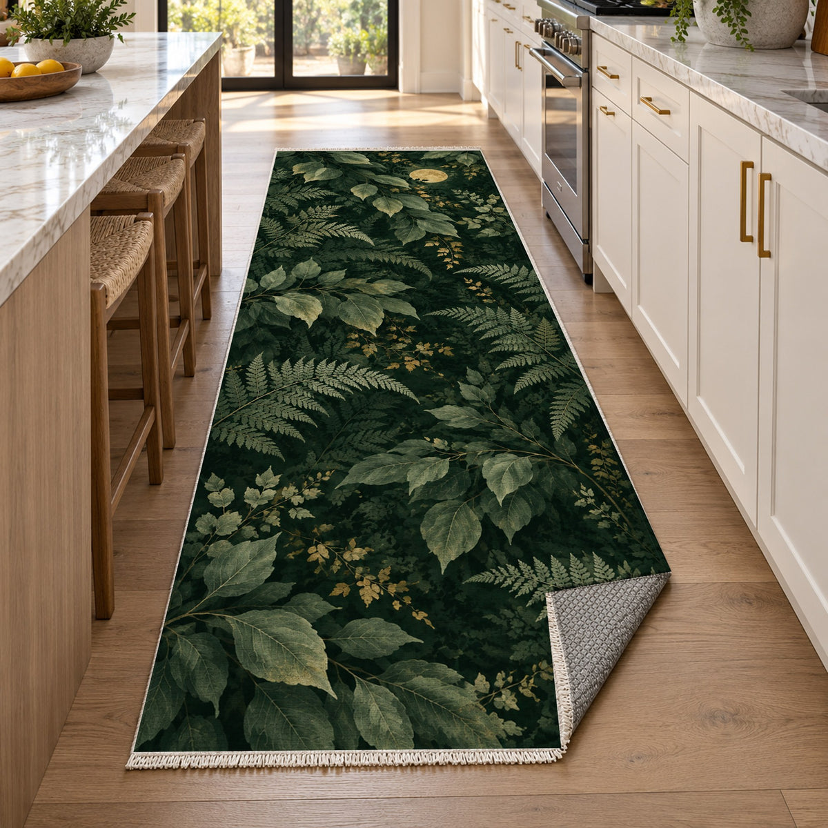 Night Forest Floral Washable Rug — new york kitchen runner