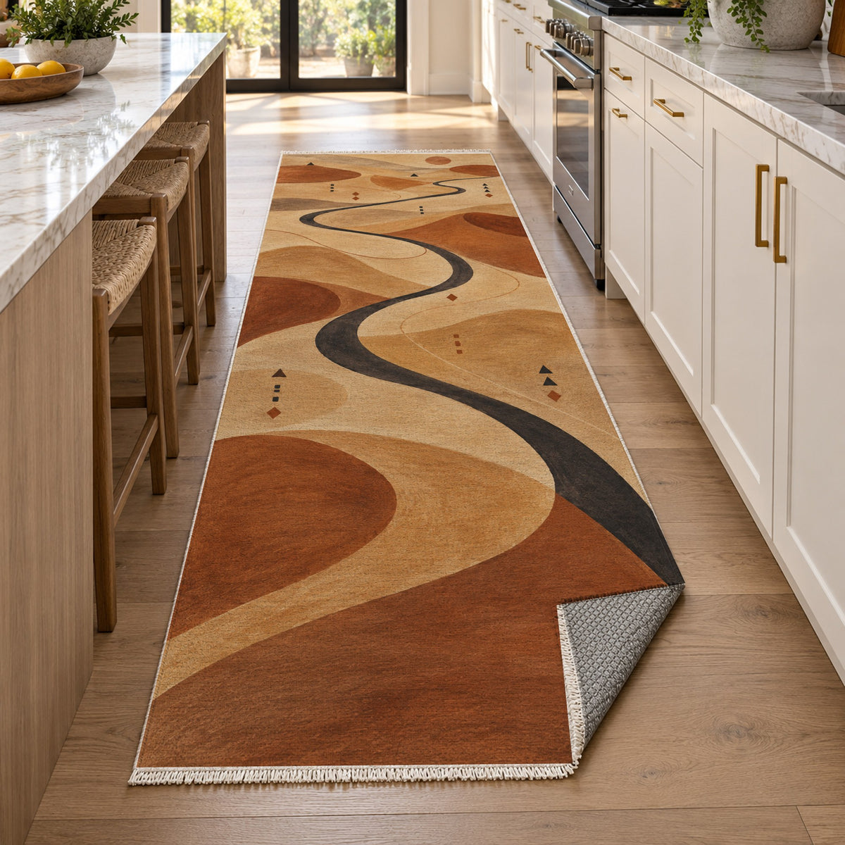 Nomad Paths Modern Washable Rug — new york kitchen runner
