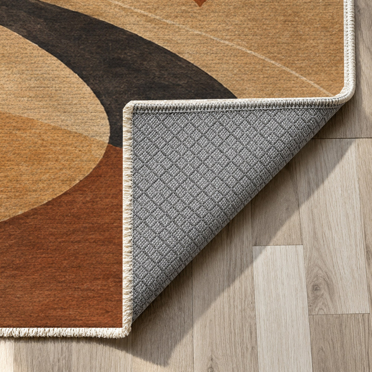 Nomad Paths Modern Washable Rug — backing close up