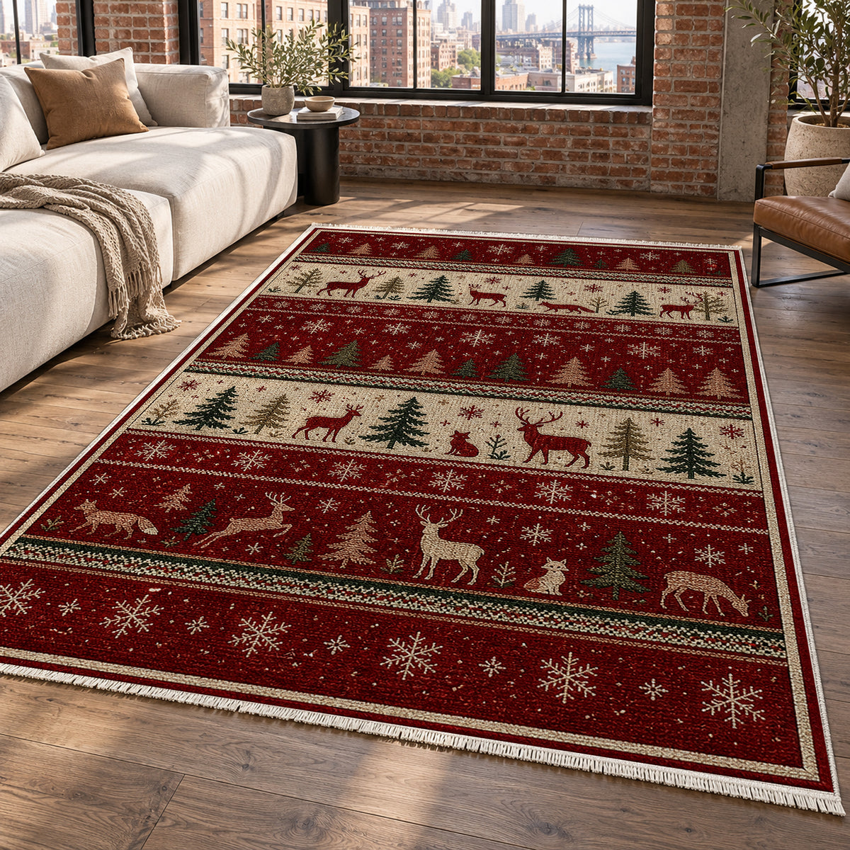 Nordic Crimson Washable Rug — new york living