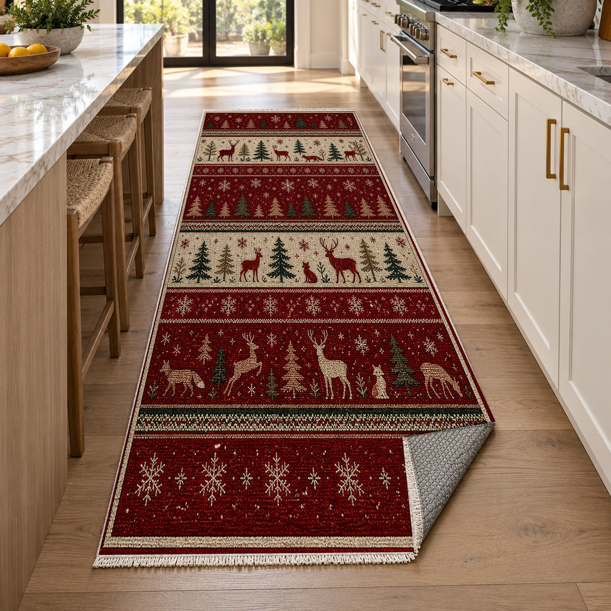 Nordic Crimson Washable Rug — new york kitchen runner