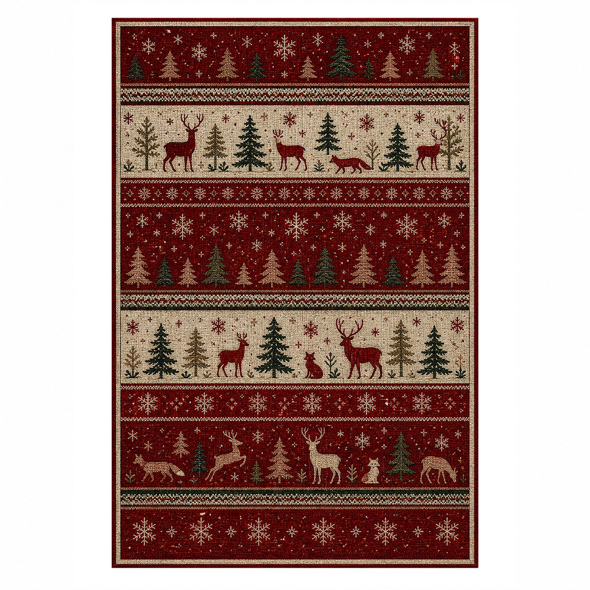 Nordic Crimson Washable Rug — top view
