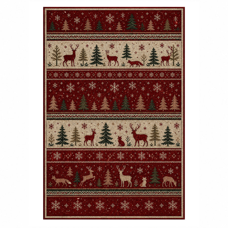Nordic Crimson Washable Rug