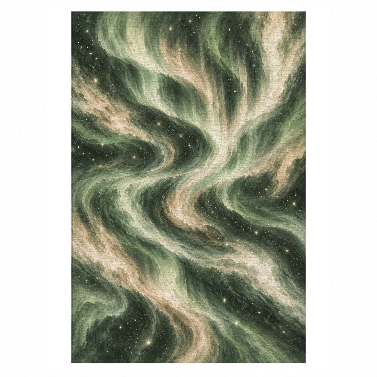 Northern Sky Sage Abstract Washable Rug — top view