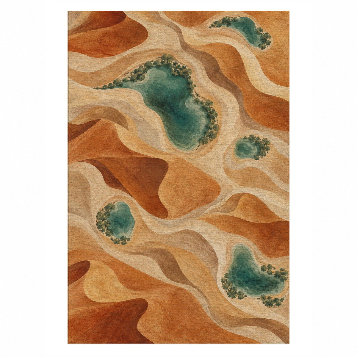 Oasis Shapes Modern Washable Rug — top view