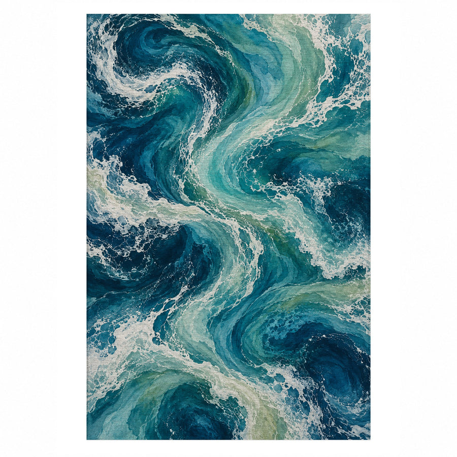Ocean Currents II Abstract Washable Rug