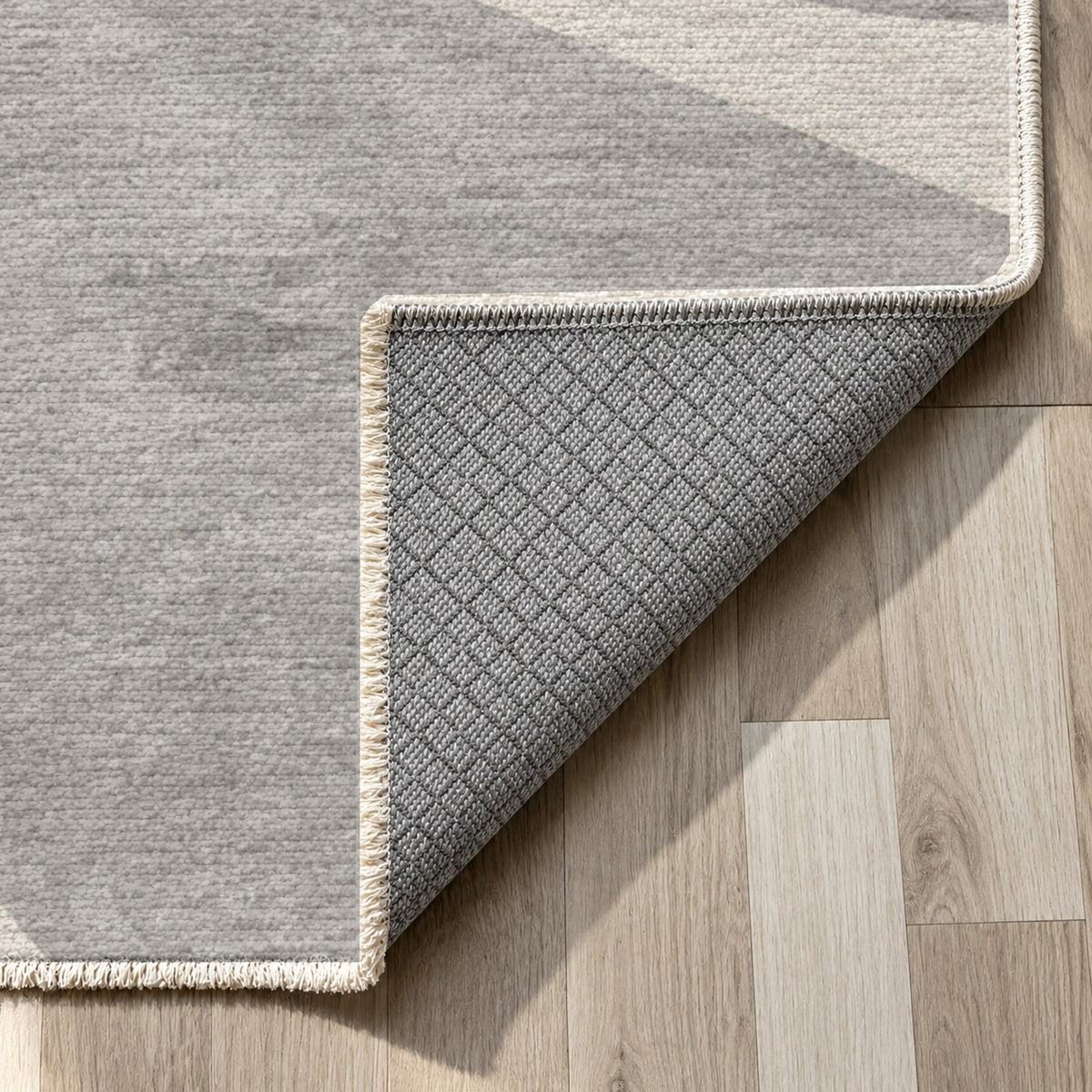Organic Islands Charcoal Ivory Modern Washable Rug — backing close up
