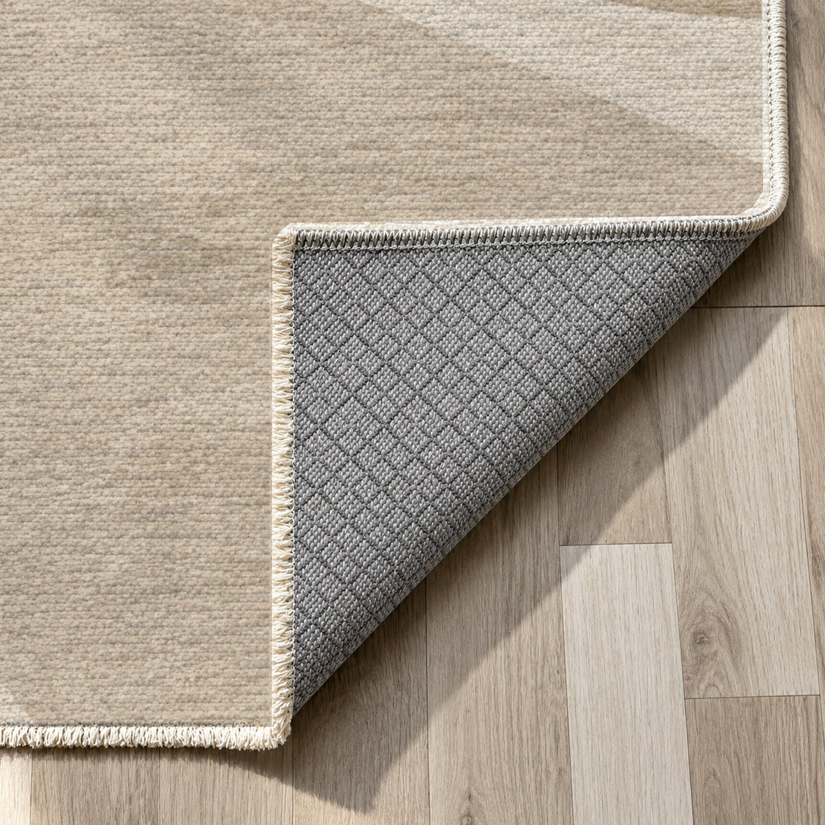 Organic Islands Ivory Taupe Modern Washable Rug — backing close up