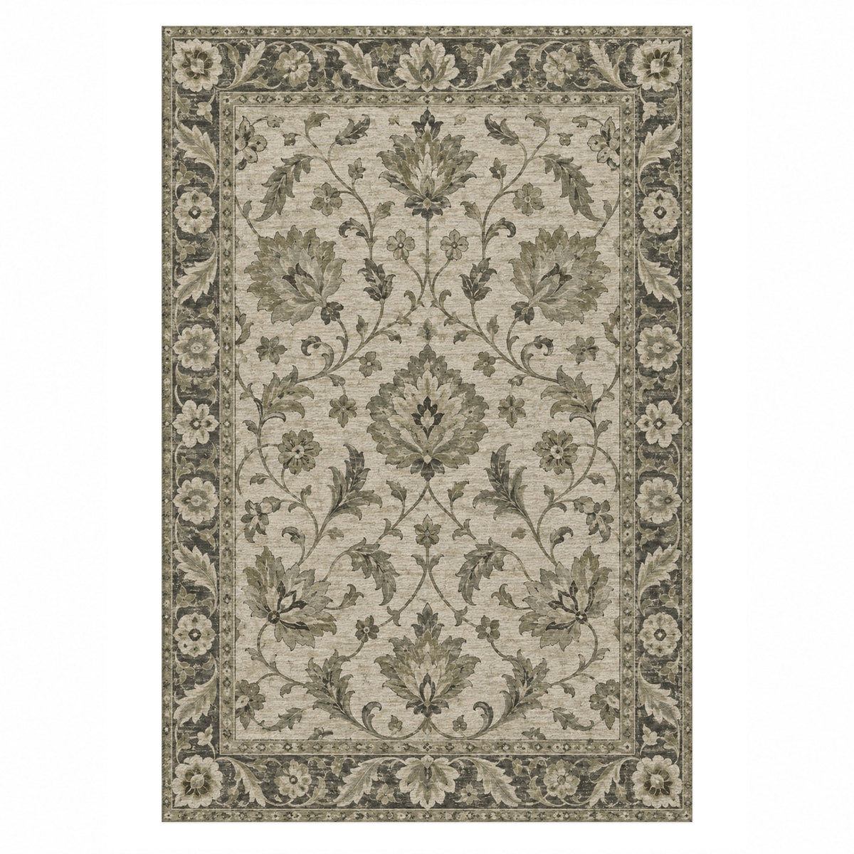 Oushak Garden Sage Stone Classic Washable Rug — top view