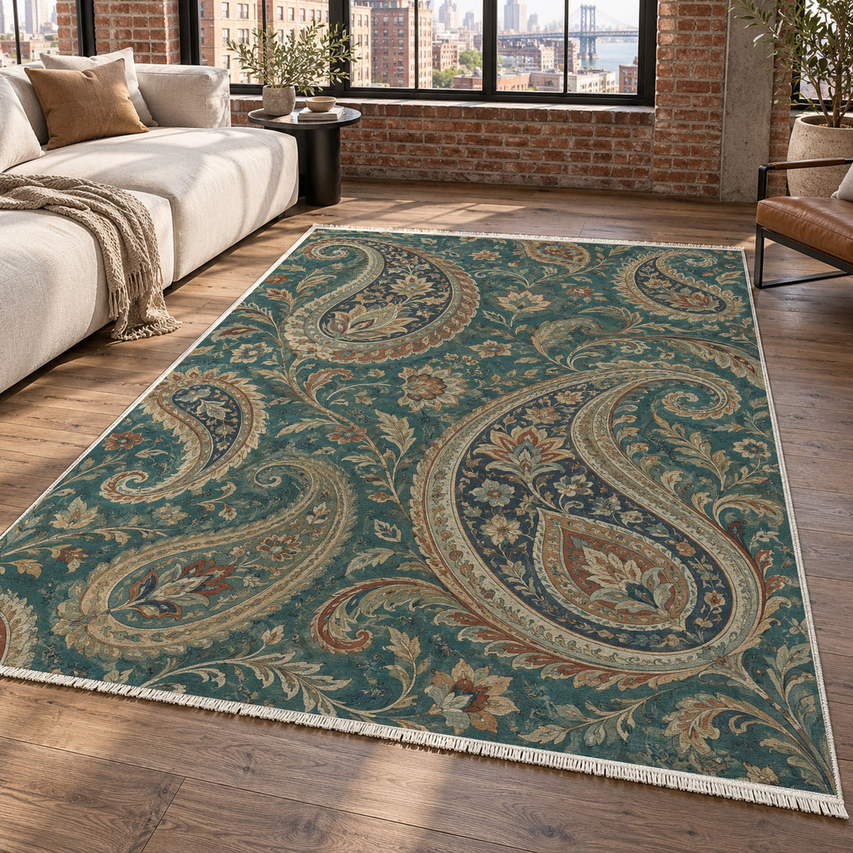 Paisley Wind Ethnic Washable Rug — new york living
