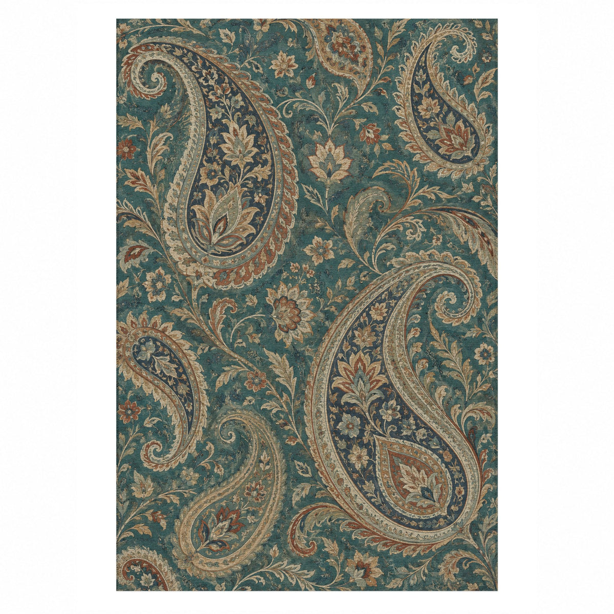 Paisley Wind Ethnic Washable Rug — top view