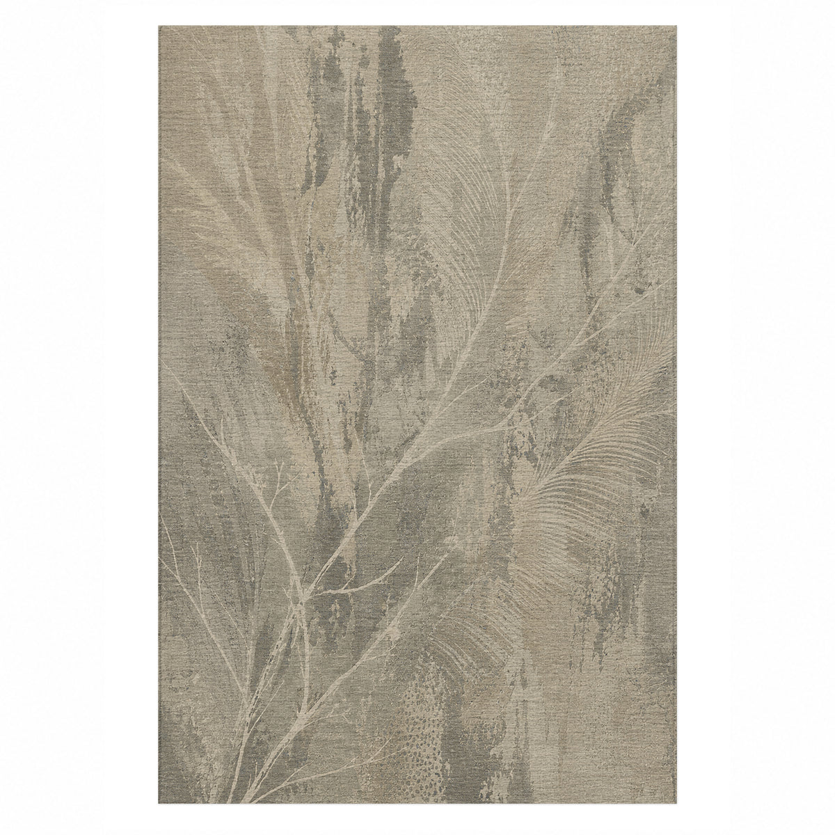 Pampas Stone Abstract Washable Rug — top view