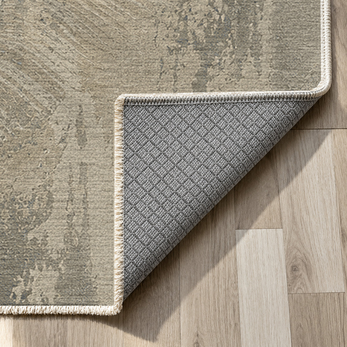 Pampas Stone Abstract Washable Rug — backing close up
