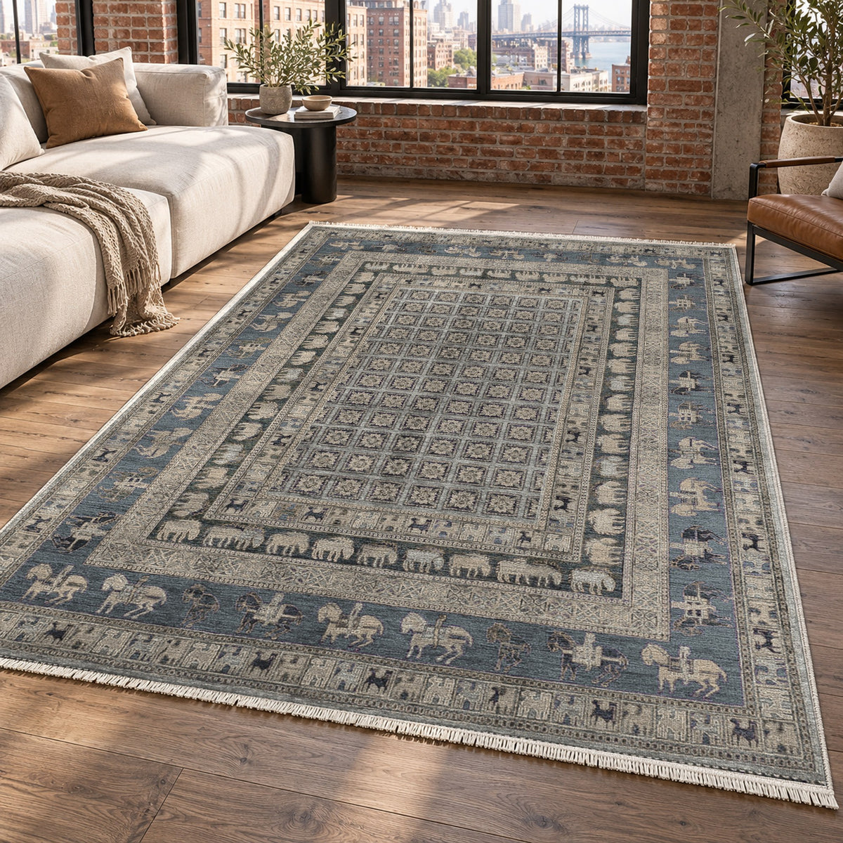 Pazyryk Silver Grey Ethnic Washable Rug — new york living