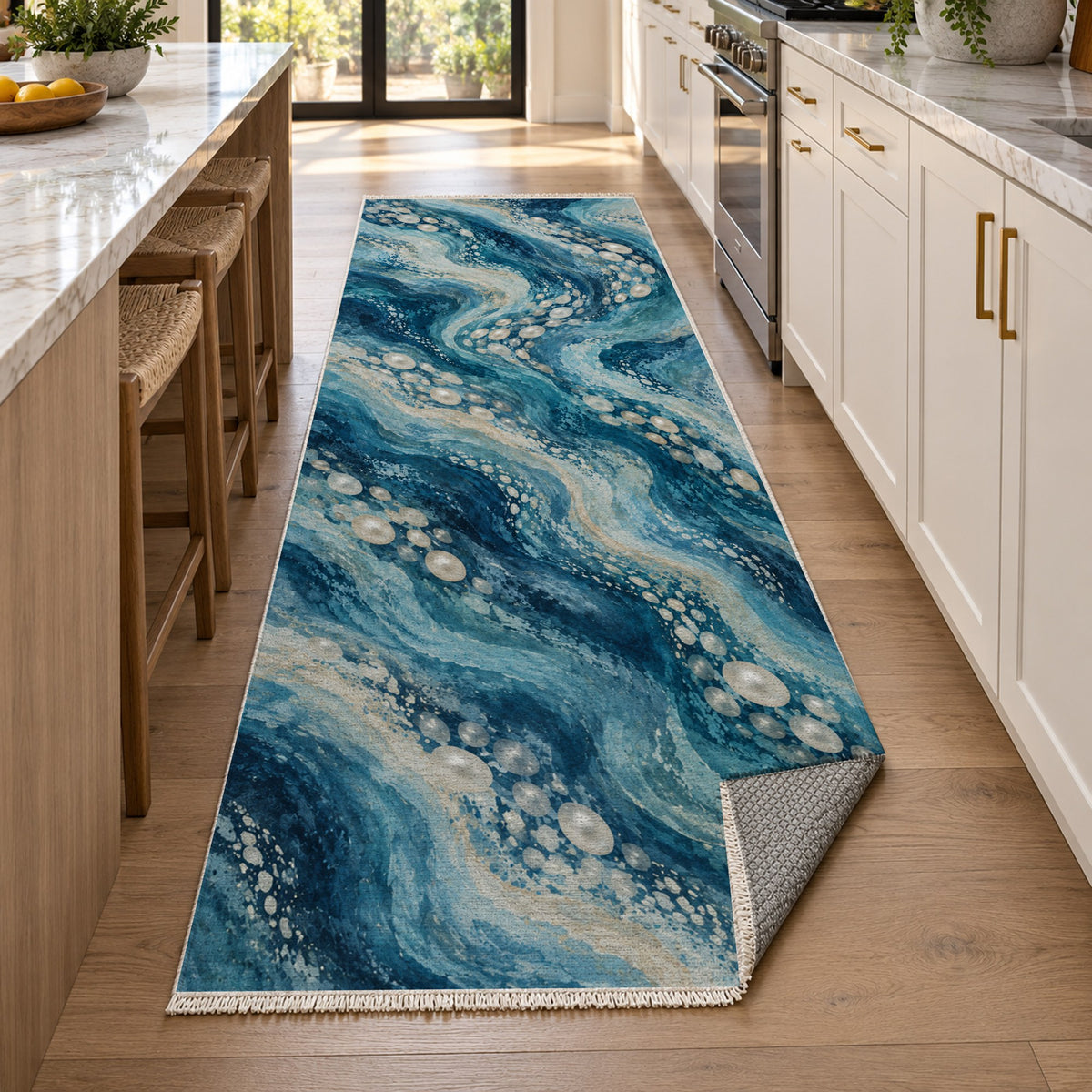 Pearl Shoals Abstract Washable Rug — new york kitchen runner