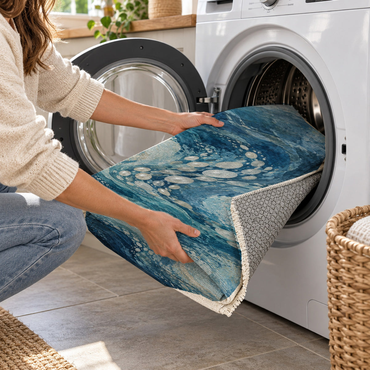 Pearl Shoals Abstract Washable Rug — washing machine