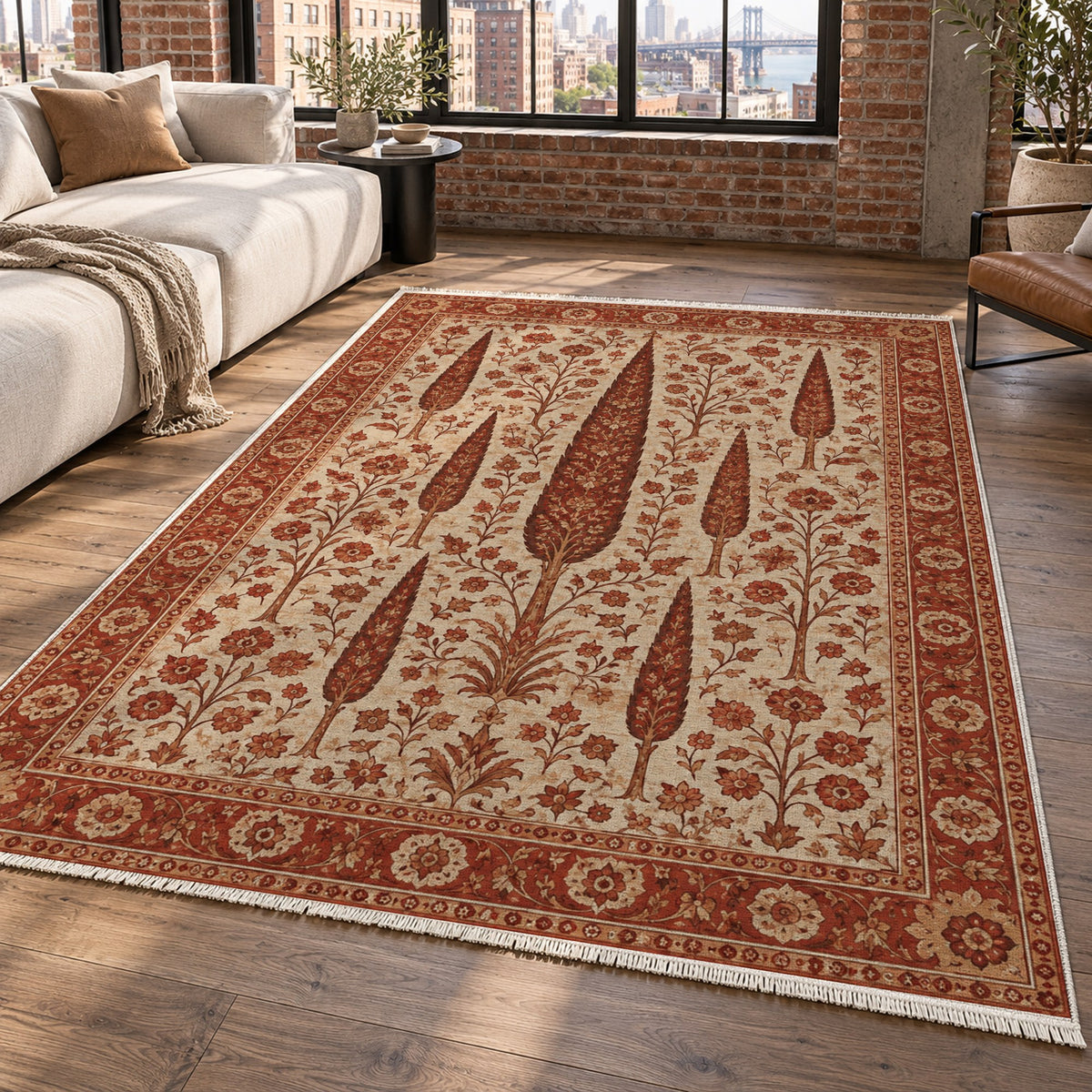 Persian Cypress Rust Sand Classic Washable Rug — new york living