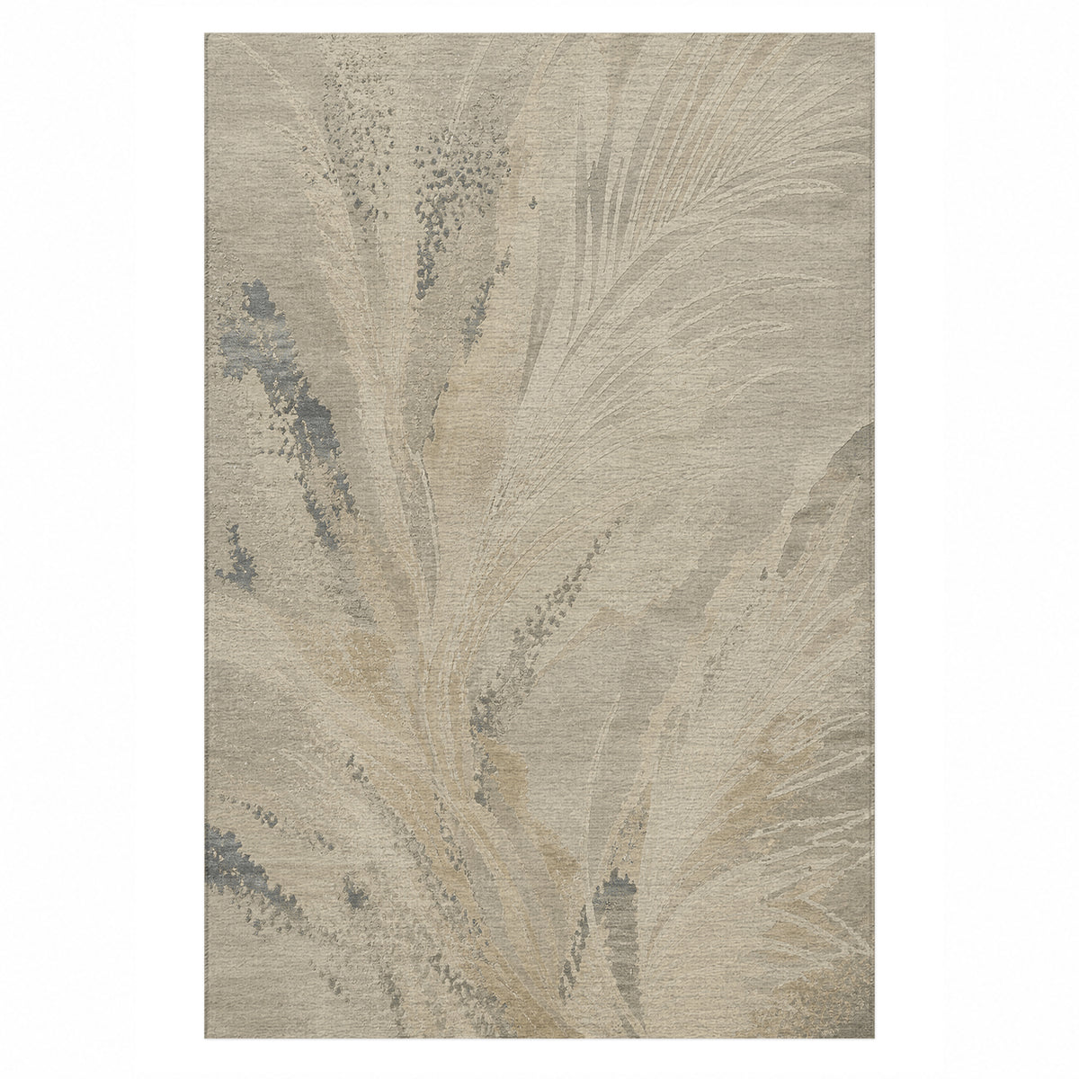 Plume Stone Abstract Washable Rug — top view