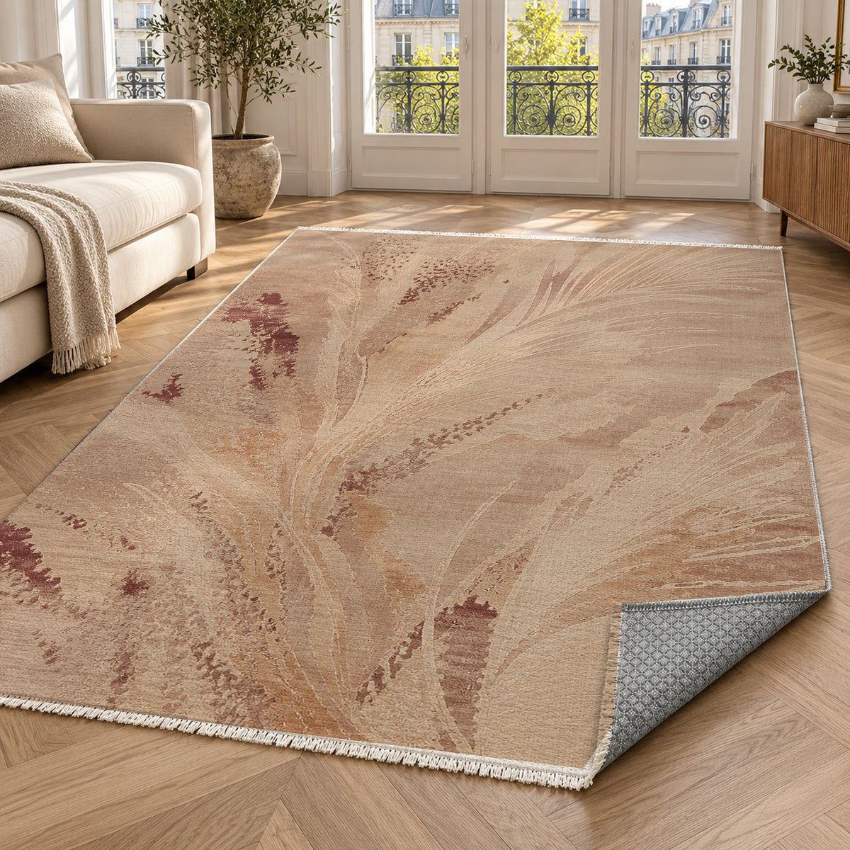 Plume Terracotta washable rug — paris living