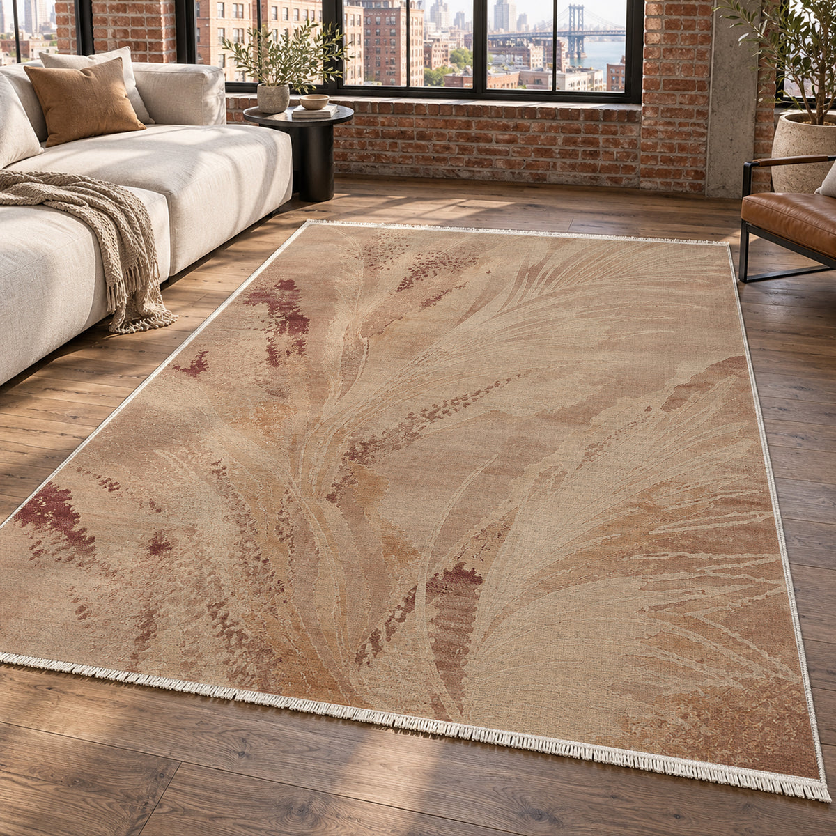 Plume Terracotta washable rug — new york living