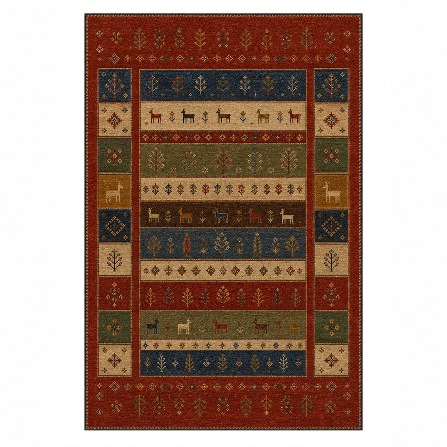 Qashqai Crimson Ethnic Washable Rug