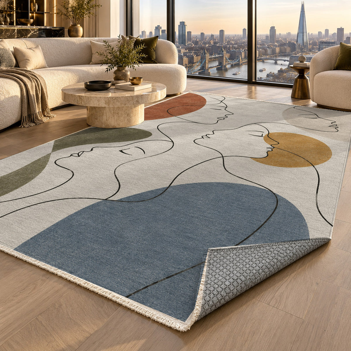 Quiet Profiles Abstract Washable Rug — london luxury living