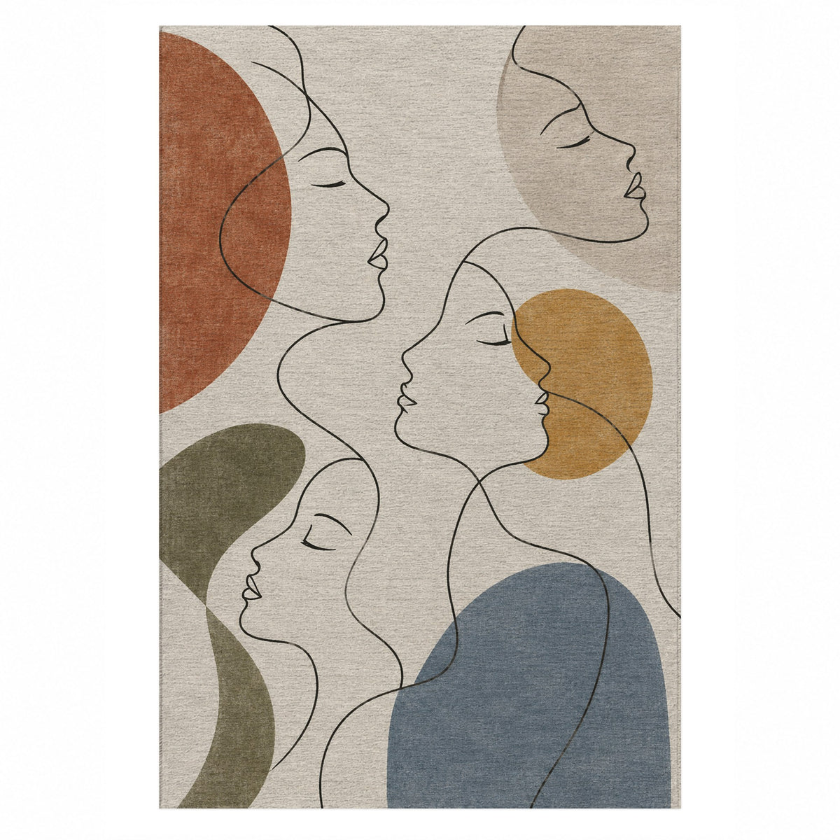 Quiet Profiles Abstract Washable Rug — top view