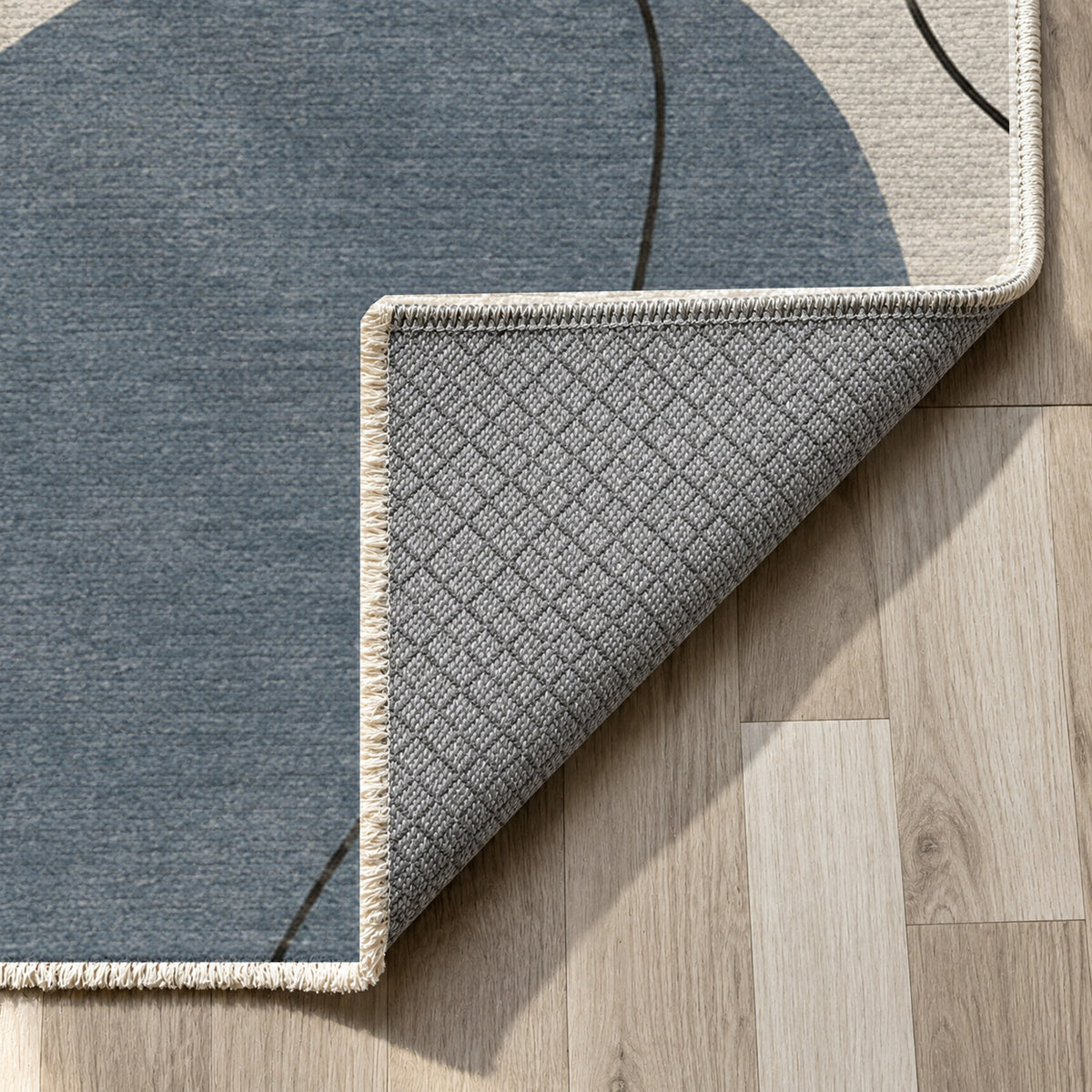 Quiet Profiles Abstract Washable Rug — backing close up