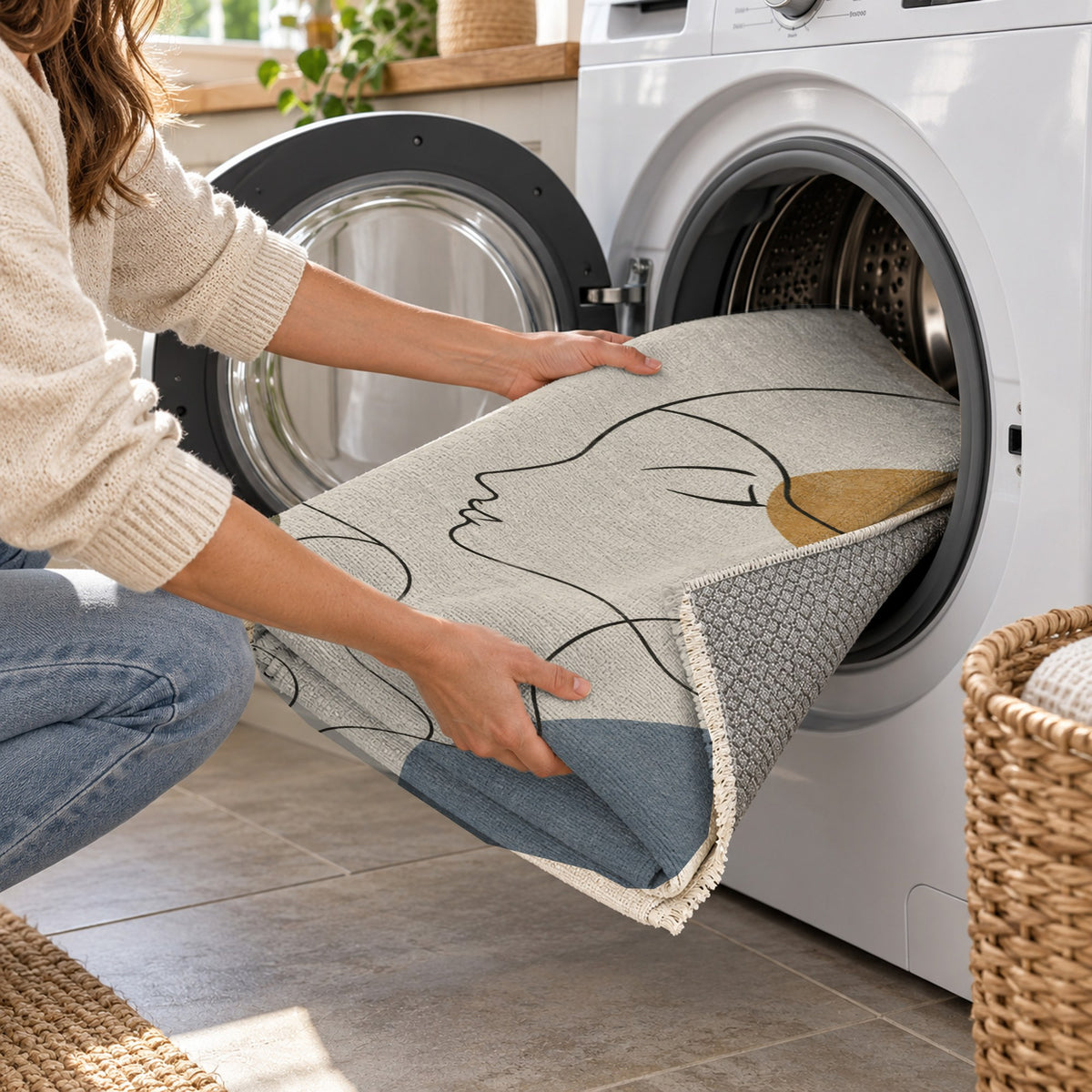 Quiet Profiles Abstract Washable Rug — washing machine