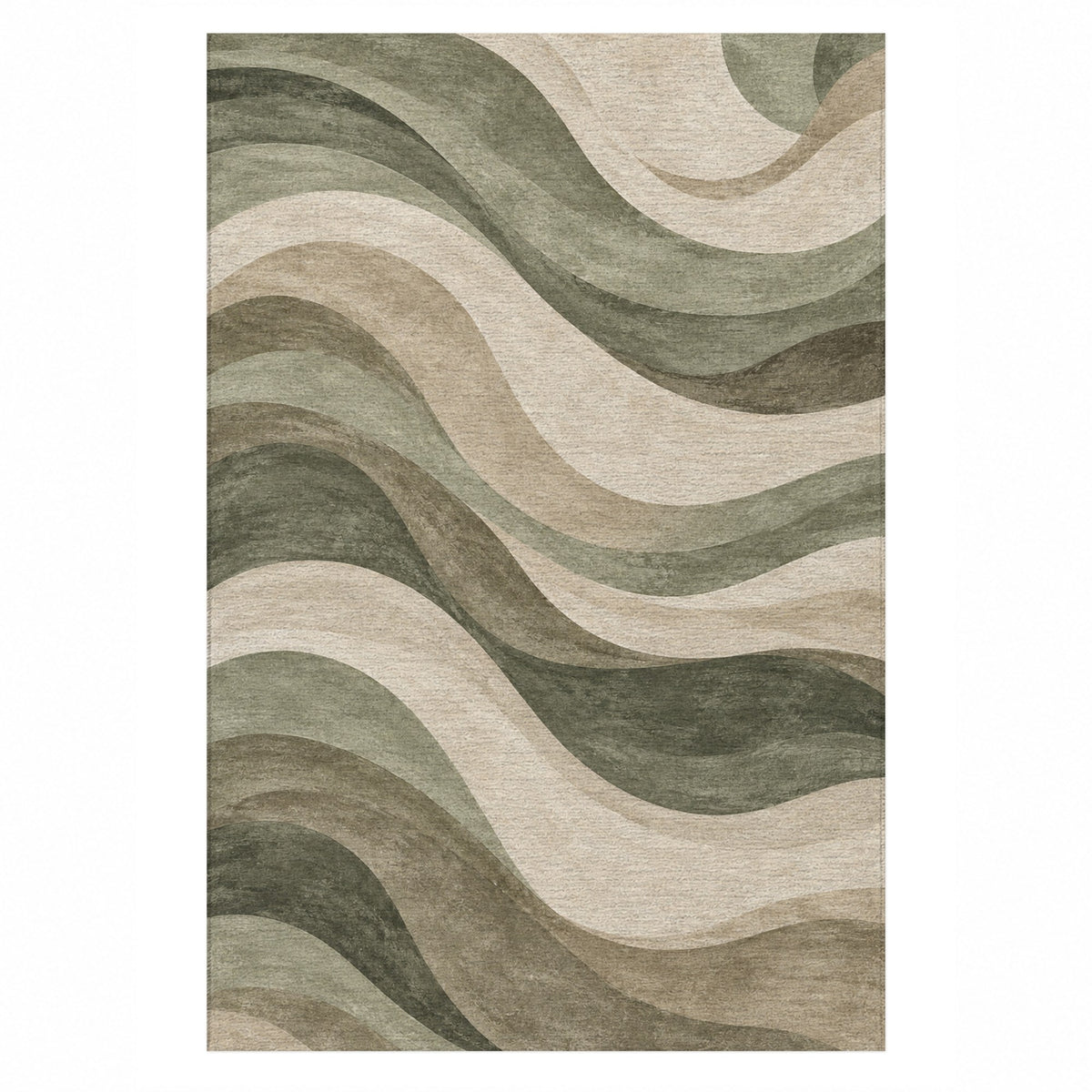 Ripple Study Sage Sand Modern Washable Rug — top view