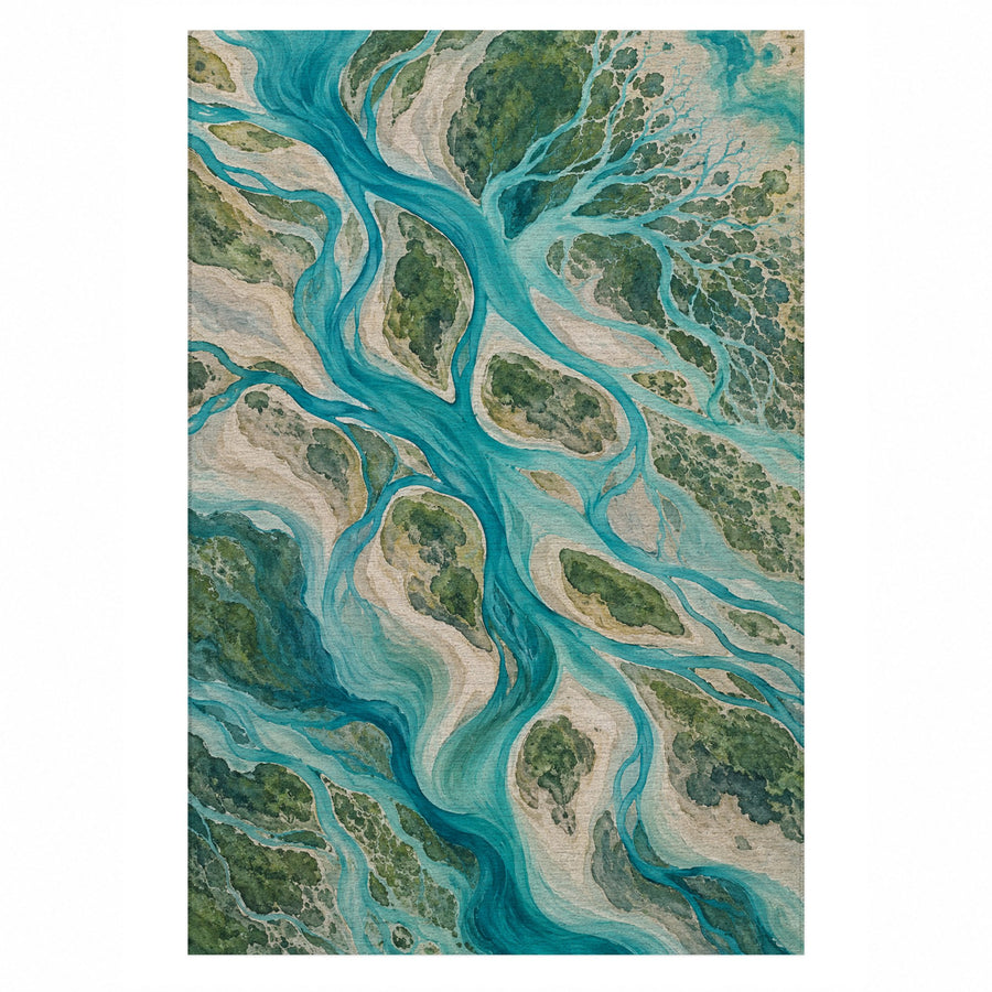 River Delta II Abstract Washable Rug