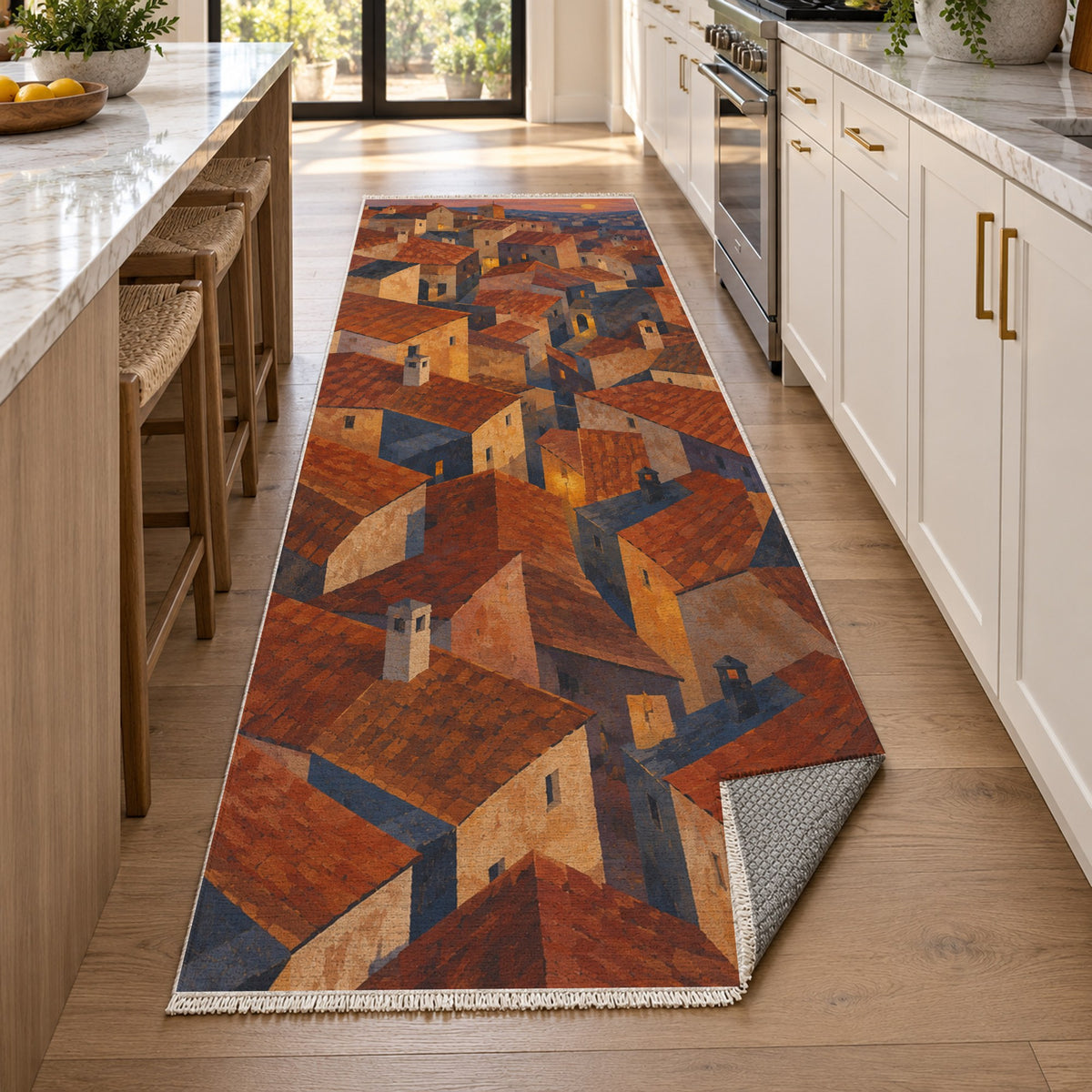 Rooftop Rhythm Modern Washable Rug — new york kitchen runner