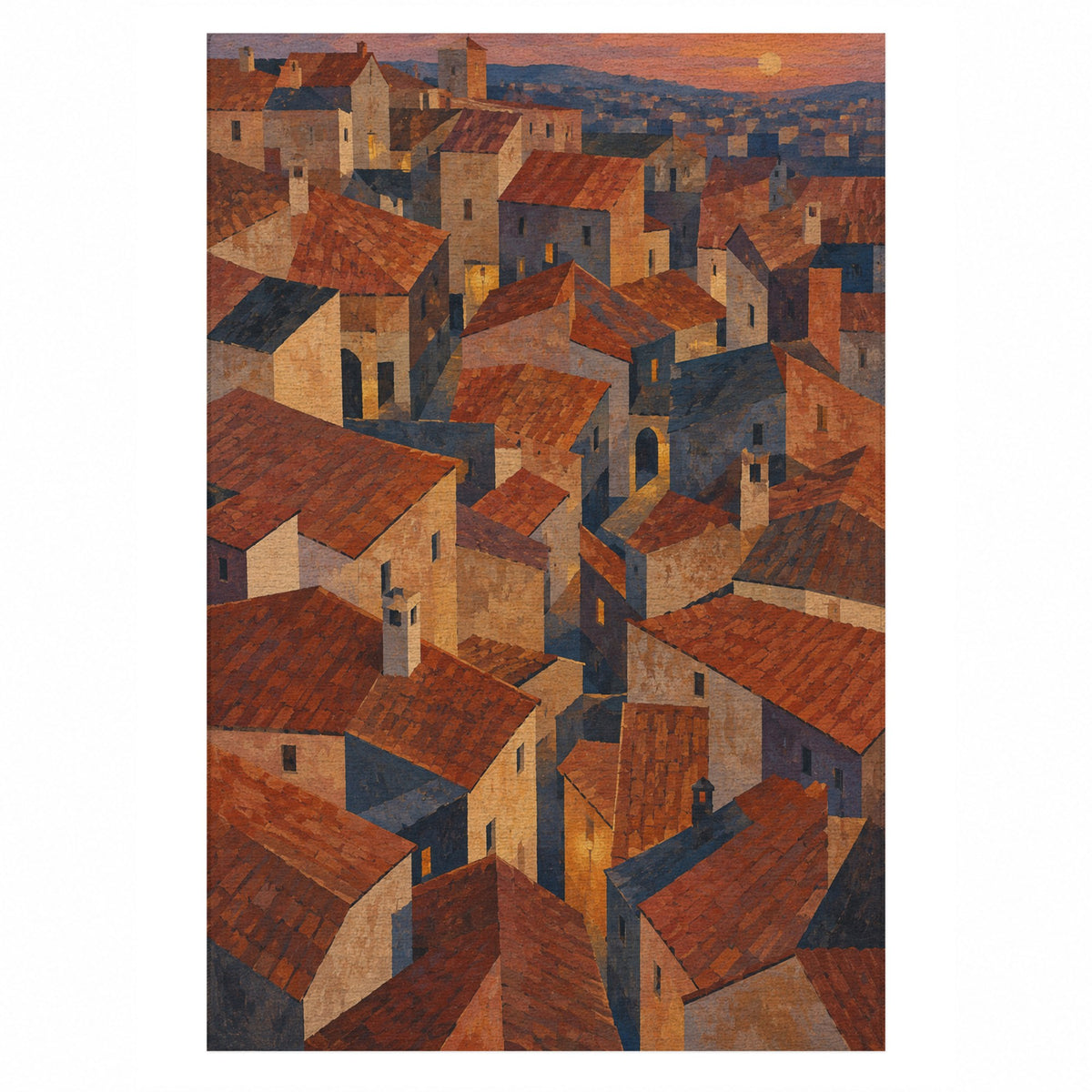 Rooftop Rhythm Modern Washable Rug — top view